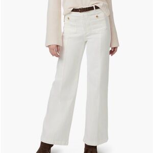 PAIGE NWT Size 28 Tonal Ecru Anessa Front Seam Patch Pockets Wide Leg Jeans Lux